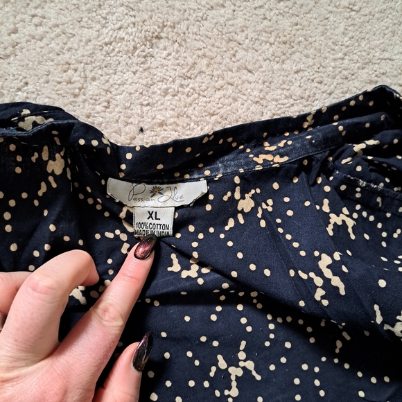 XL Passion Lilie Dusk Button Black and Gold Button Up Dress - Picture 2 of 4